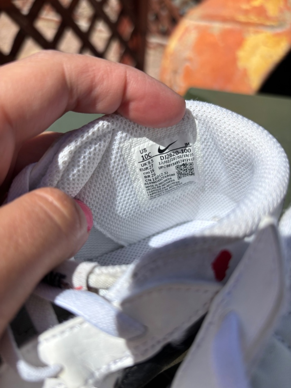 Nike White Mid-Top Sneakers with Black Swoosh and Paint Splatter Kids Size 10c - Picture 2 of 7